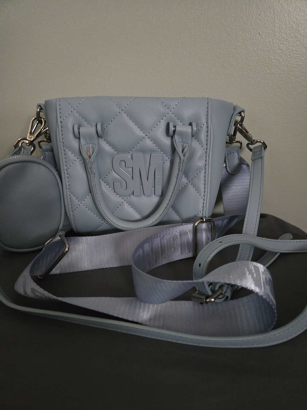 Steve Madden Quilted Tote Bag in Light Blue